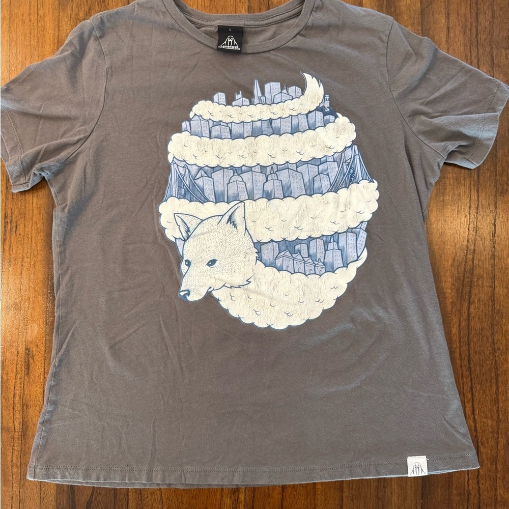 Upper Playground Jeremy Fish Gray Graphic T-Shirt